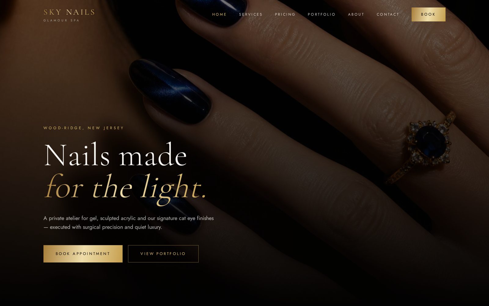 Sky Nails Salon & Spa website homepage